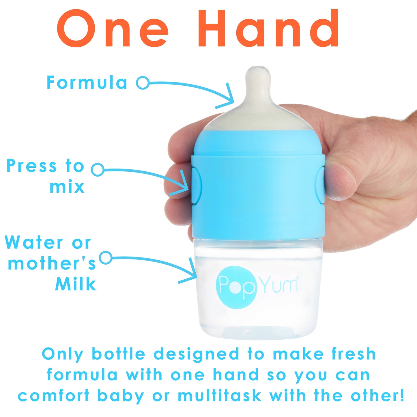 PopYum - 3-Pack Anti-Colic Formula Making Bottles
