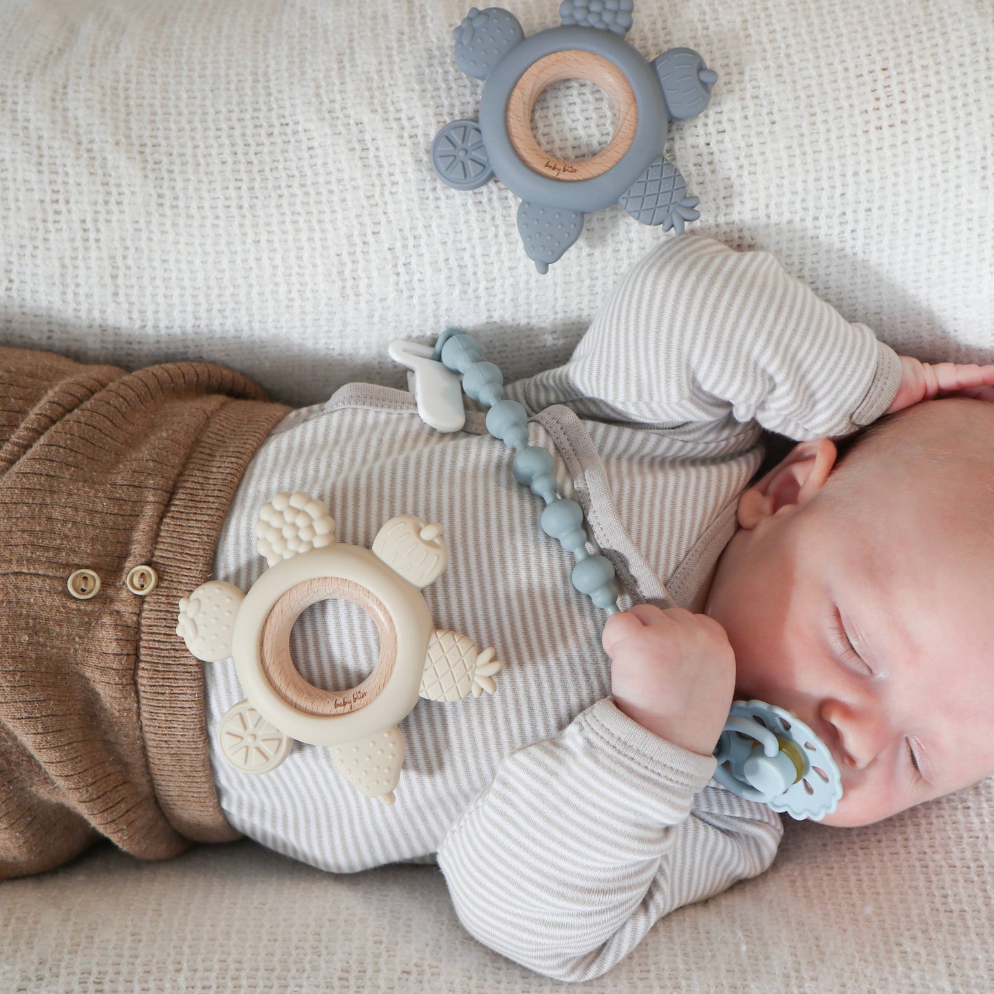 Baby Bliss - Pacifier Clip - Sage & Dusty Teal