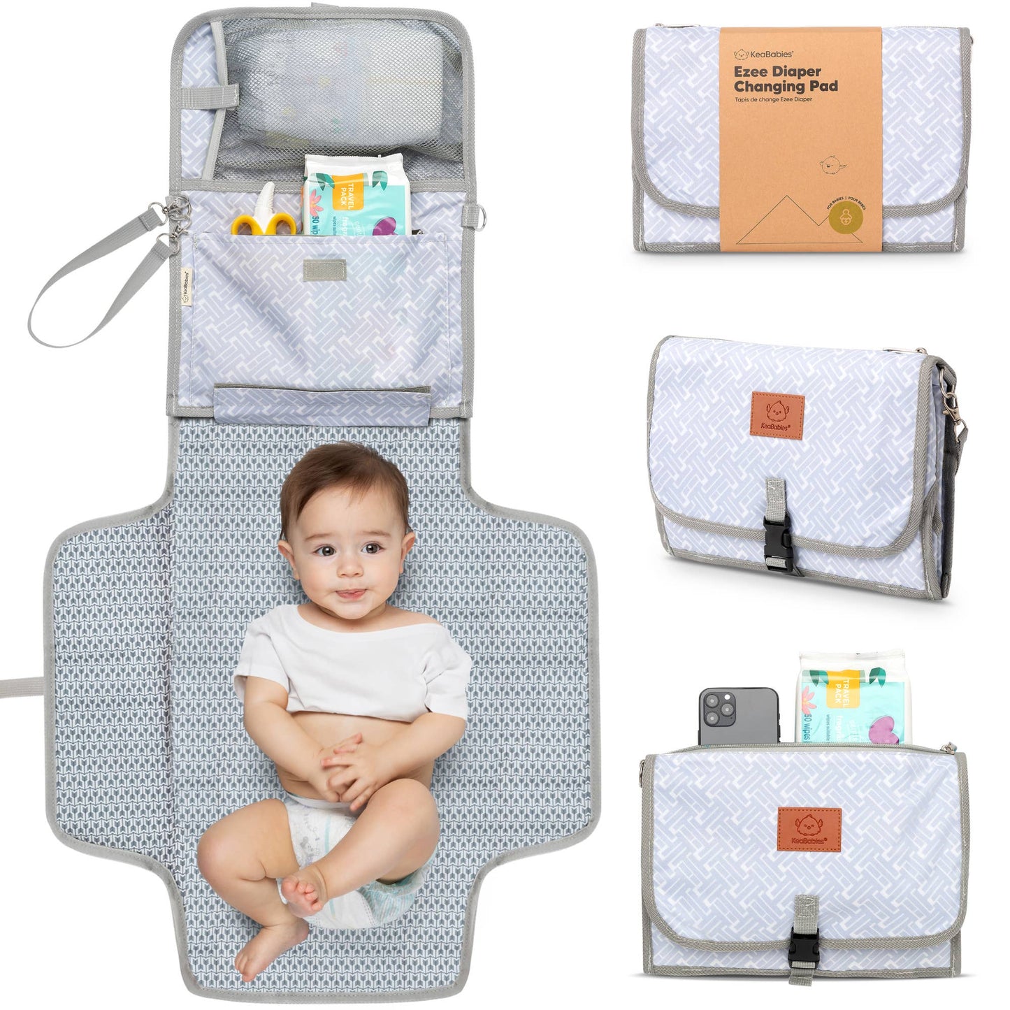 KeaBabies - Ezee Portable Diaper Changing Pad, Foldable Changing Mat