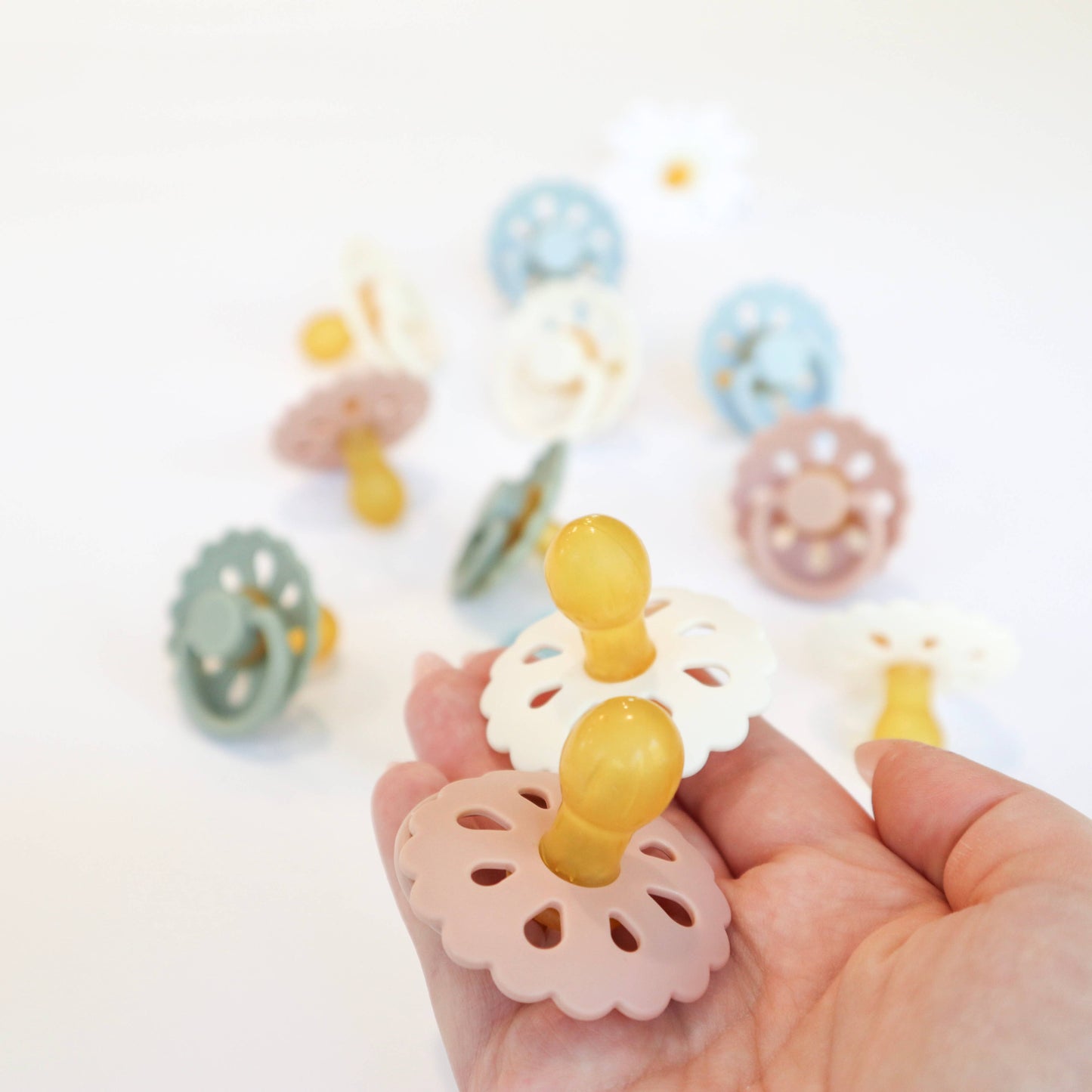 Baby Bliss - Natural Latex Pacifiers - Size 1 (0-6M) Sage & Dusty Blue