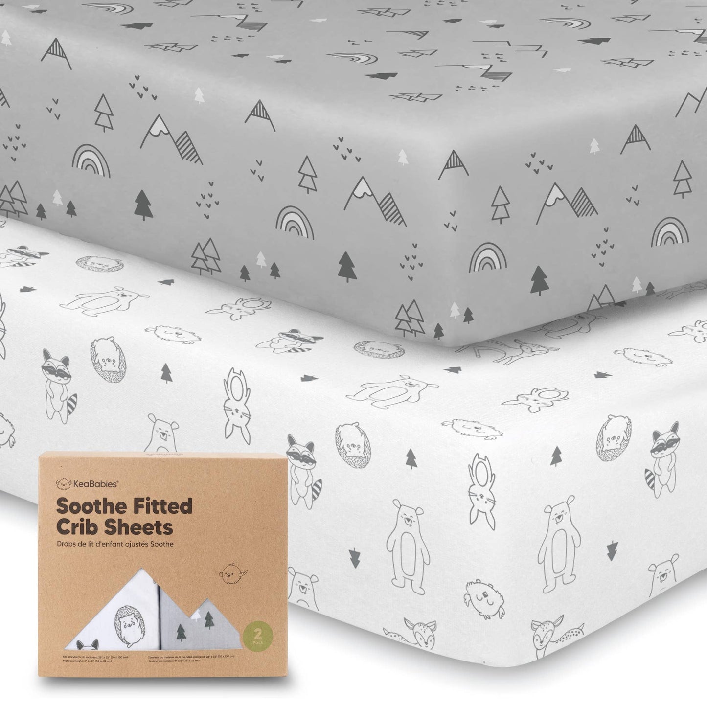 KeaBabies - 2-pack Organic Cotton Fitted Crib Sheet