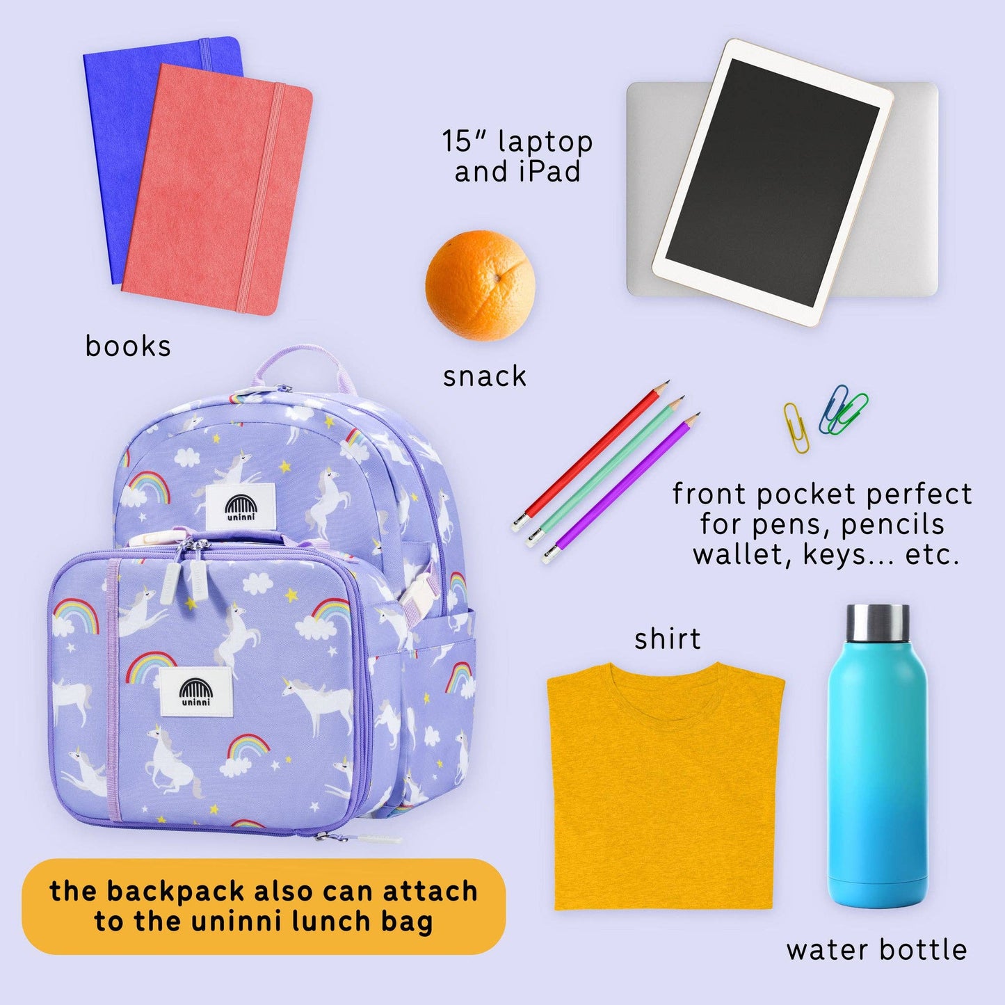 uninni - Ethan Backpack - Rainbow Unicorn