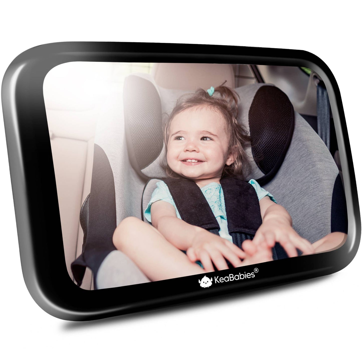 KeaBabies - Baby Car Seat Mirror (Large, Sleek Black)
