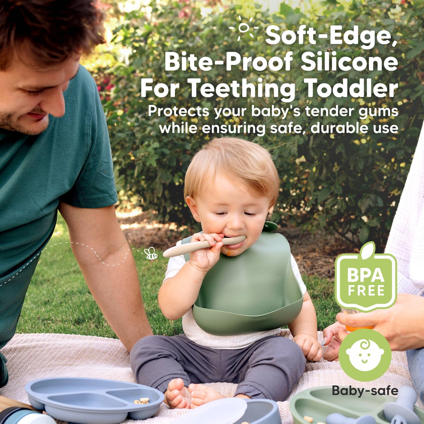 KeaBabies - 3-Pack Prep Silicone Baby Spoons for Toddlers 6-24 months