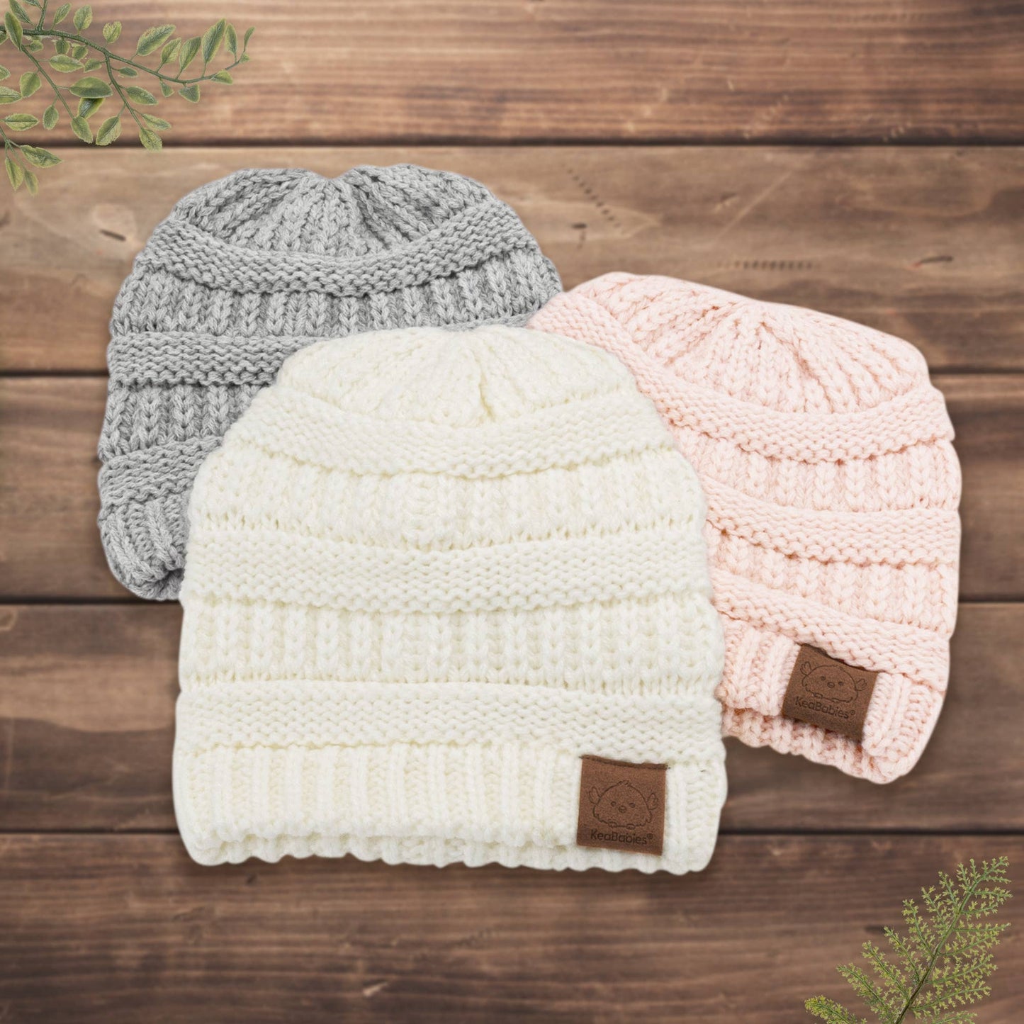 KeaBabies - 3-Pack Warmzy Baby Beanies (Sweet Pea, 6-36mos) KeaBabies