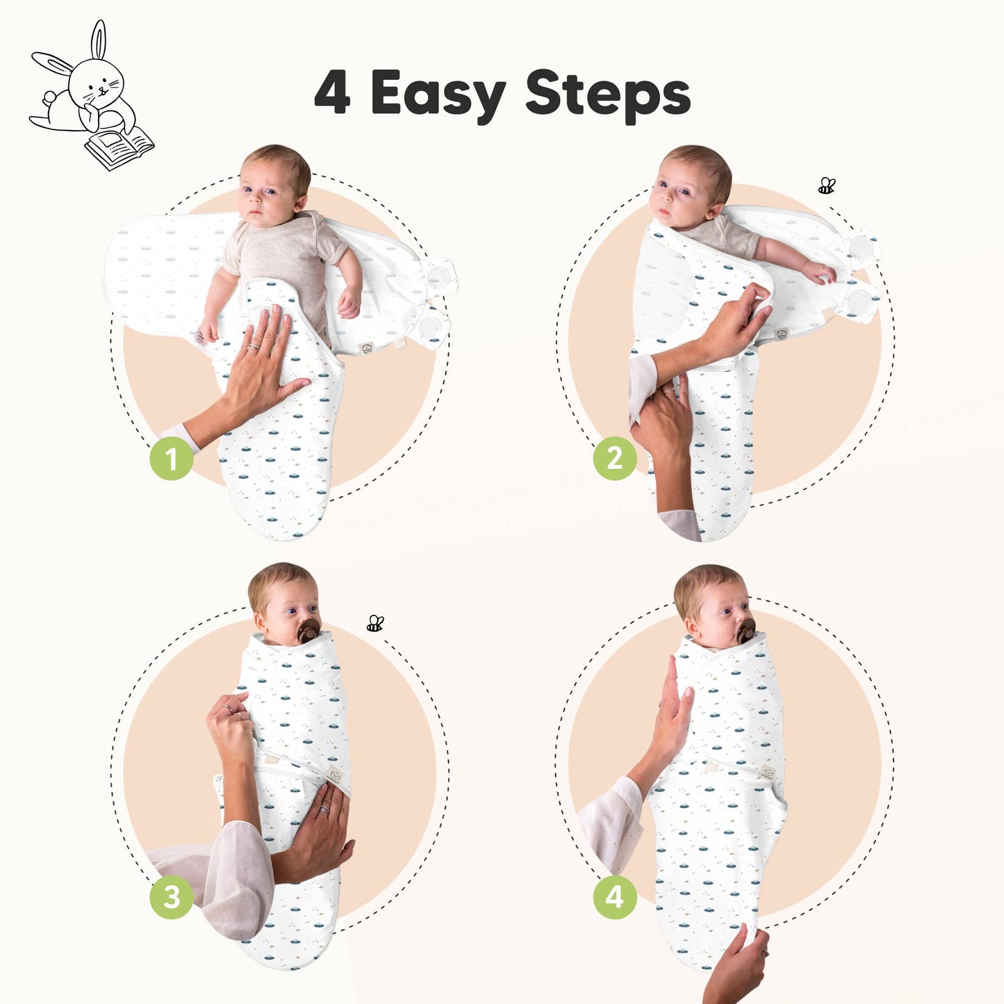 KeaBabies - 3pk Soothe Baby Swaddles 0-3 Months, Sleep Sack for Newborns