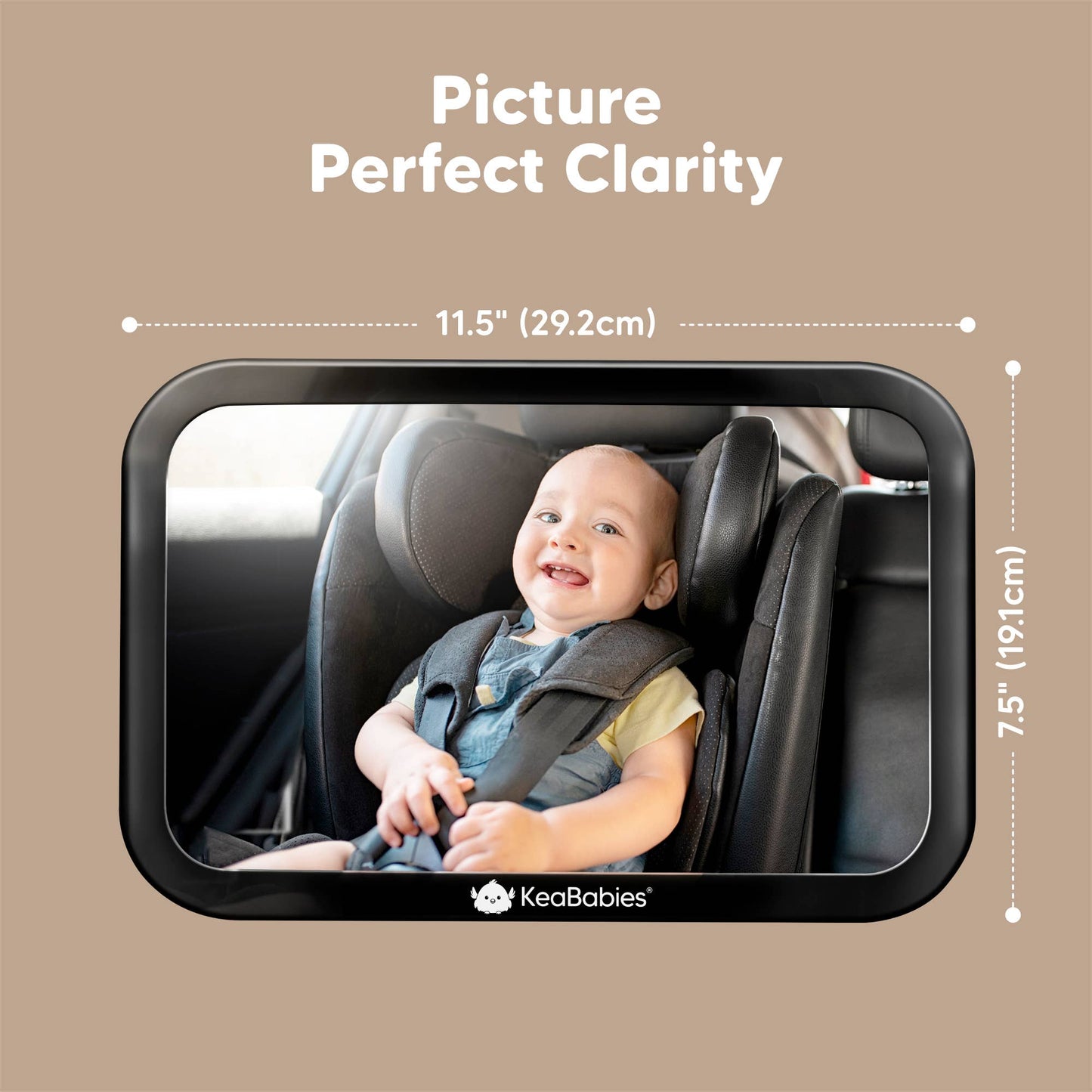 KeaBabies - Baby Car Seat Mirror (Large, Sleek Black)