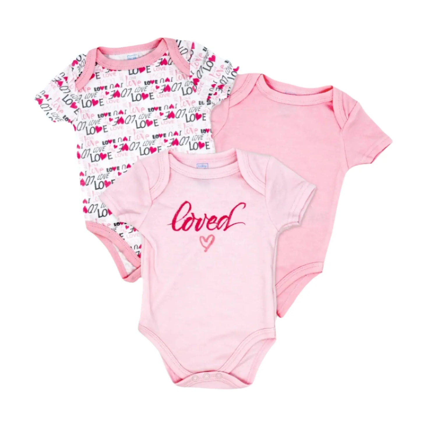 Baby Mode 3-Pack Bodysuit-Girl Loved Rose Textiles