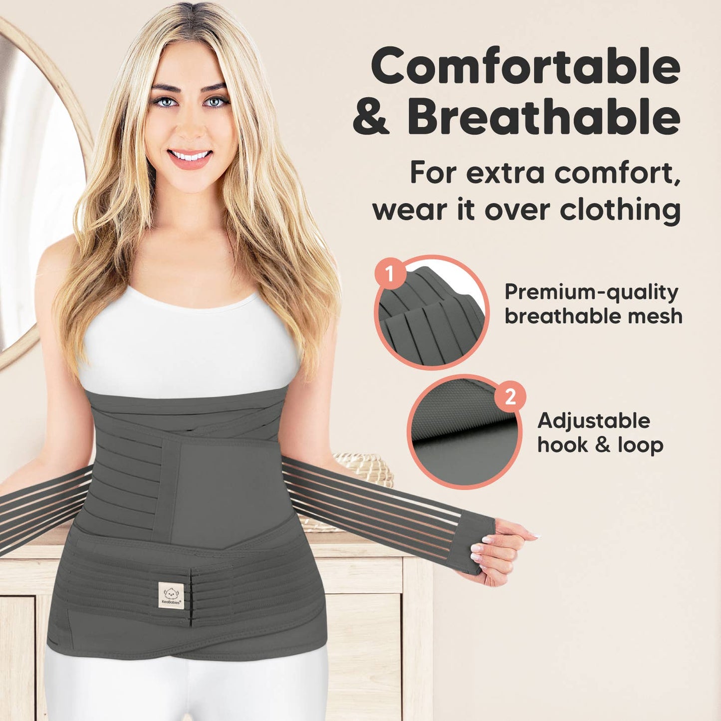 KeaBabies - Revive 3 in 1 Postpartum Belt (Mystic Gray)