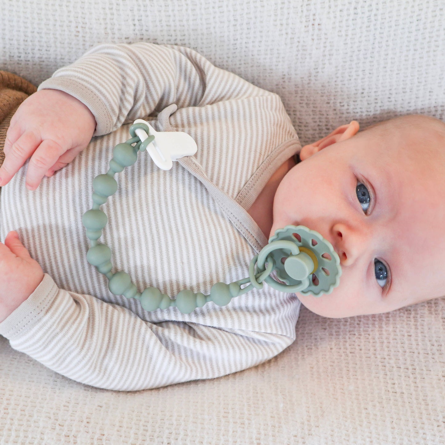 Baby Bliss - Pacifier Clip - Sage & Dusty Teal