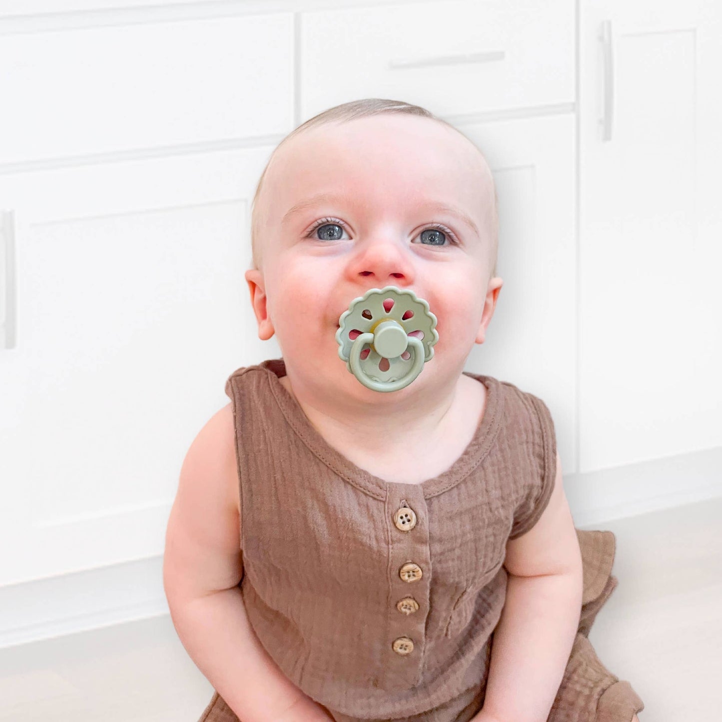 Baby Bliss - Natural Latex Pacifiers - Size 1 (0-6M) Sage & Dusty Blue