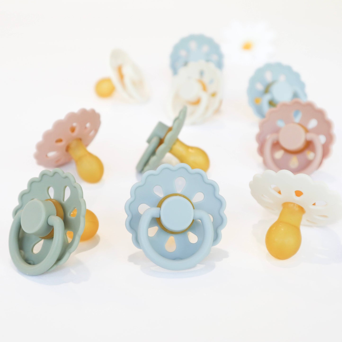 Baby Bliss - Natural Latex Pacifiers - Size 1 (0-6M) Sage & Dusty Blue