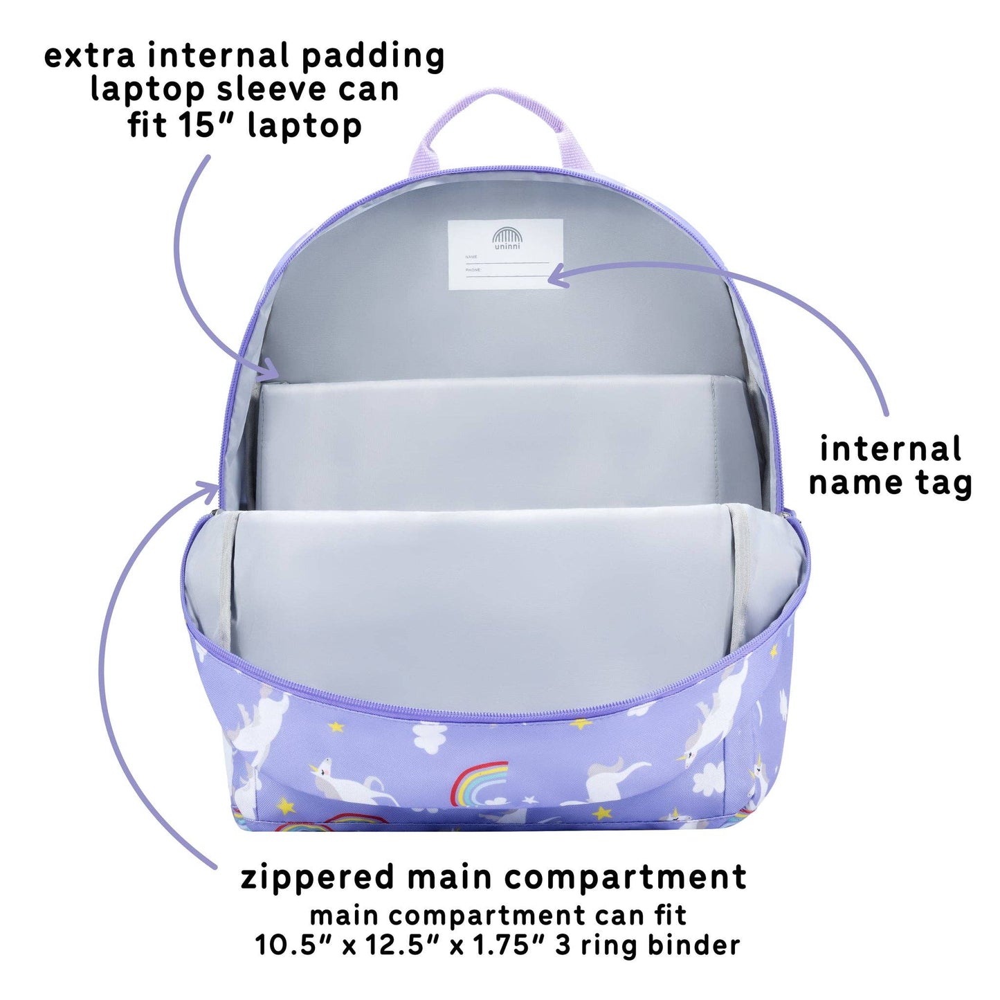 uninni - Ethan Backpack - Rainbow Unicorn