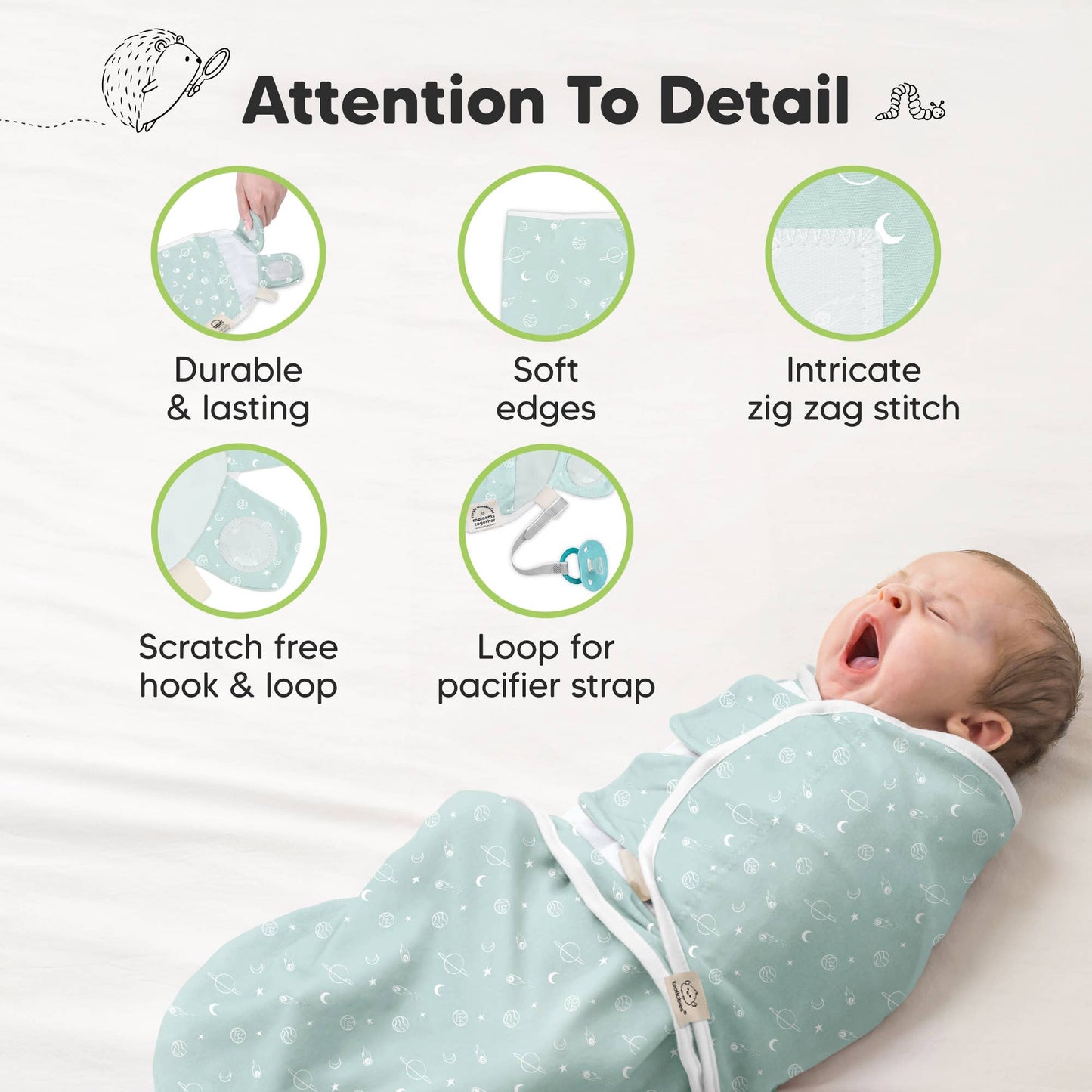 KeaBabies - 3pk Soothe Baby Swaddles 0-3 Months, Sleep Sack for Newborns
