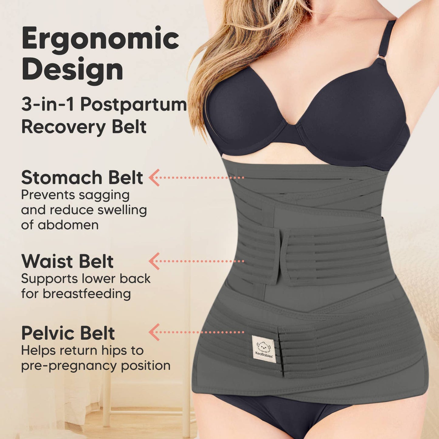 KeaBabies - Revive 3 in 1 Postpartum Belt (Mystic Gray)