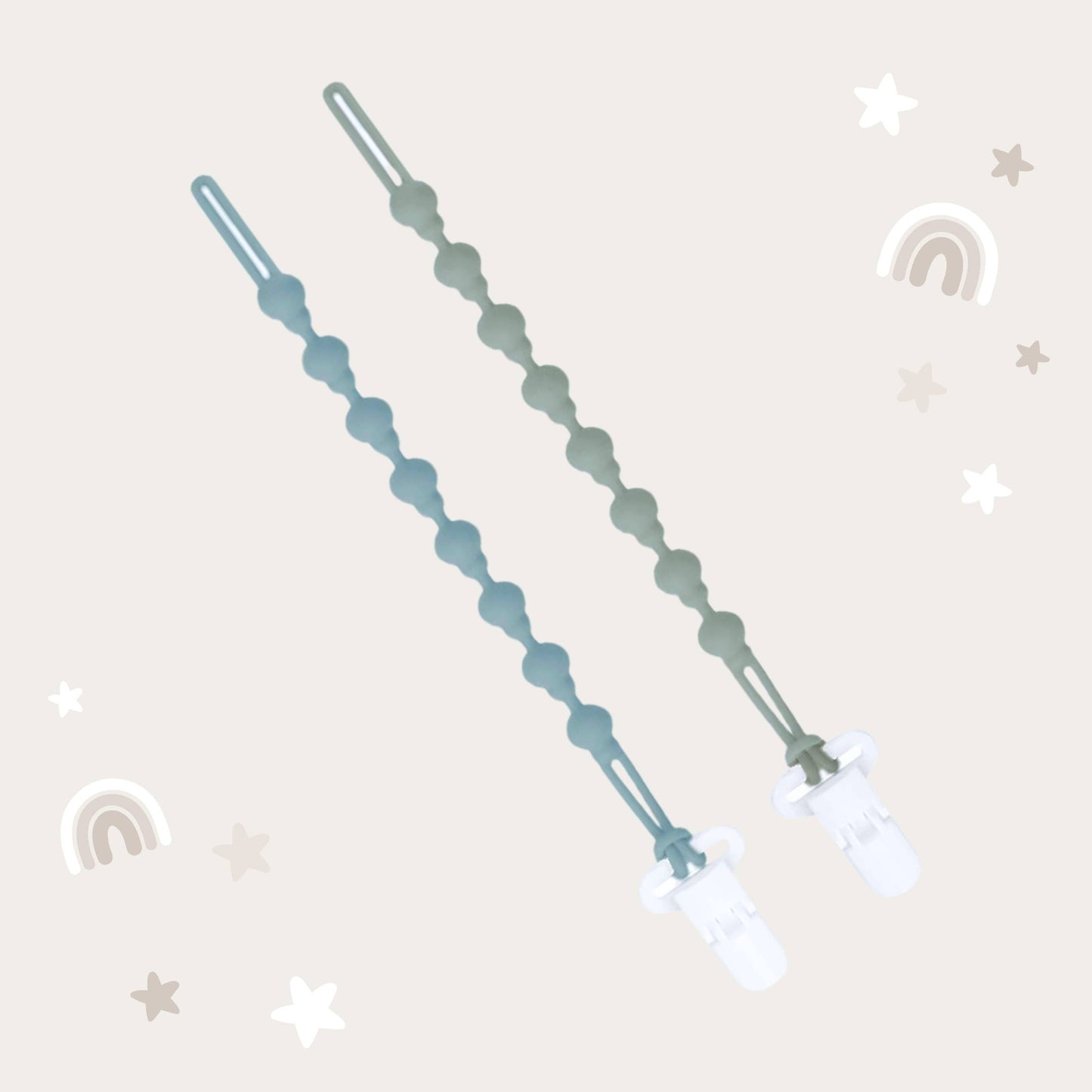Baby Bliss - Pacifier Clip - Sage & Dusty Teal
