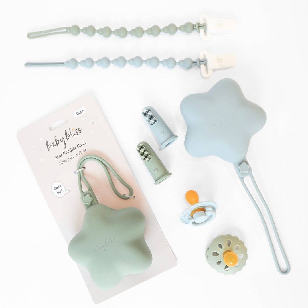 Baby Bliss - Star Pacifier Holder Case - Sage