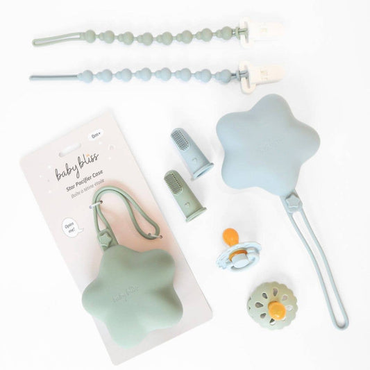 Baby Bliss - Star Pacifier Holder Case - Sage Baby Bliss