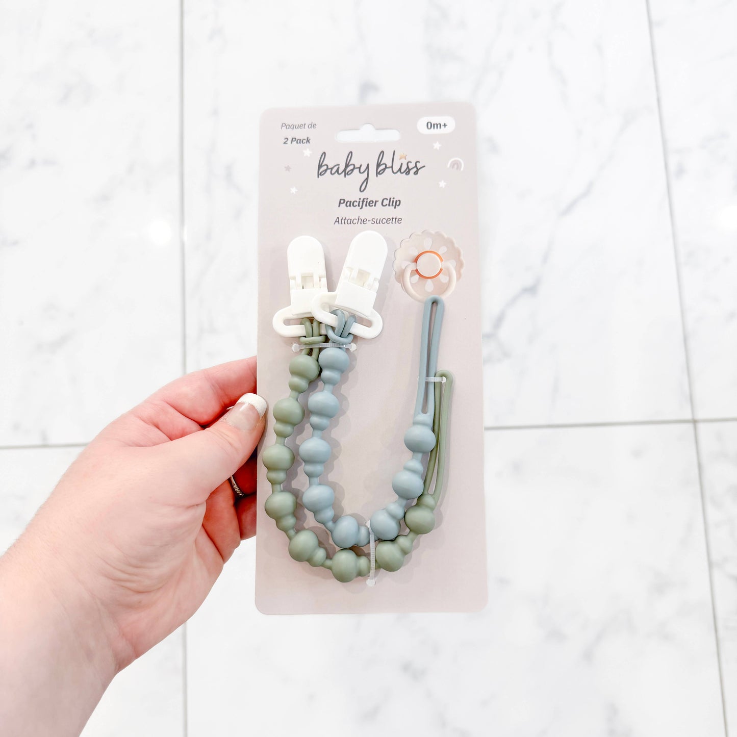 Baby Bliss - Pacifier Clip - Sage & Dusty Teal