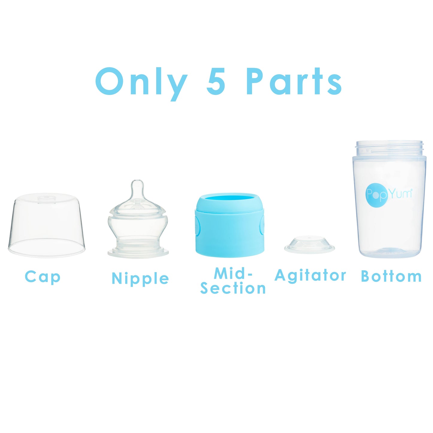PopYum - Blue 9 oz. 3-Pack Anti-Colic Formula Making Bottle