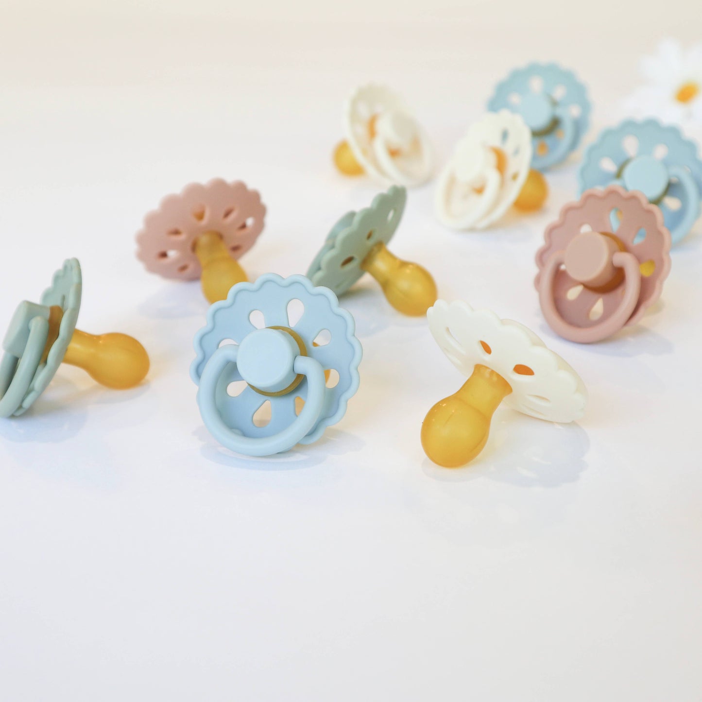 Baby Bliss - Natural Latex Pacifiers - Size 1 (0-6M) Sage & Dusty Blue