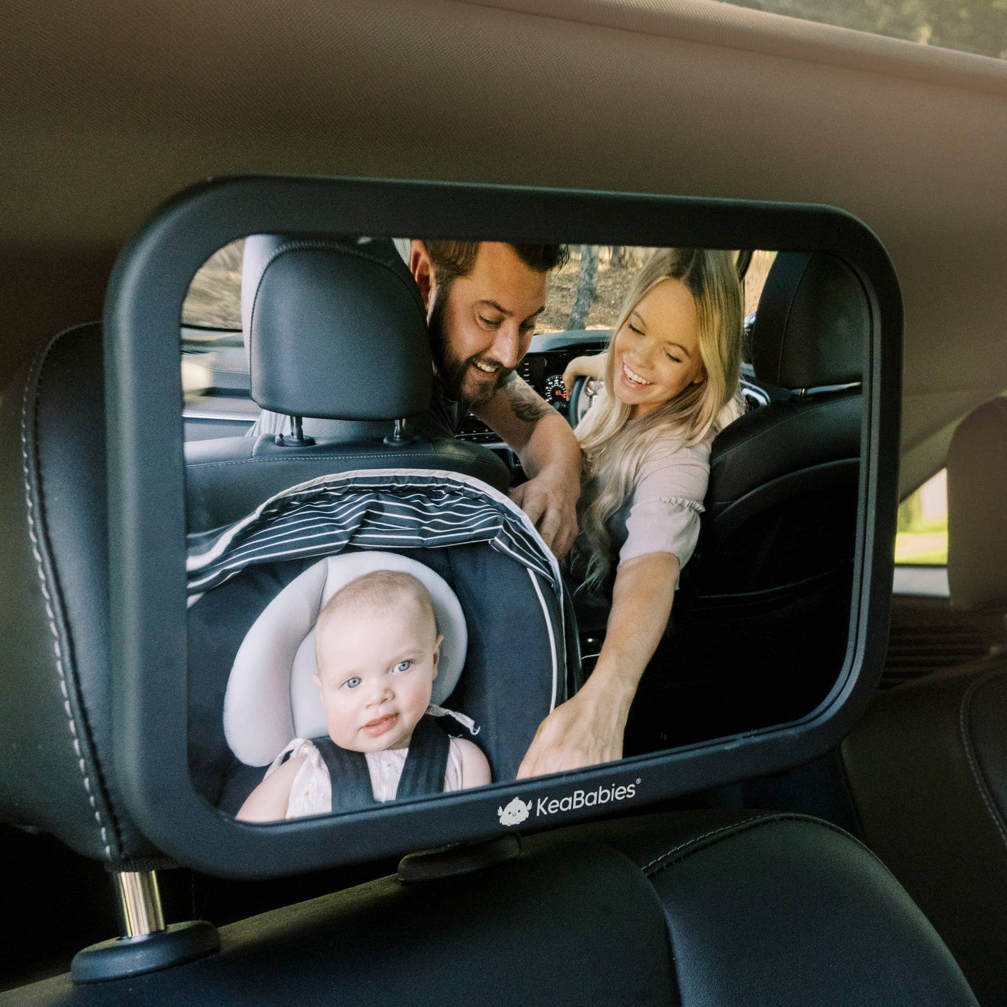 KeaBabies - Baby Car Seat Mirror (Large, Sleek Black) KeaBabies