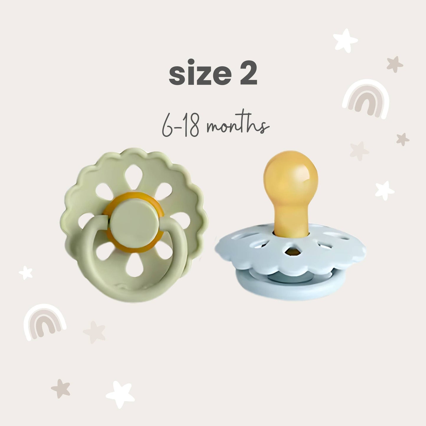 Baby Bliss - Natural Latex Pacifiers - Size 1 (0-6M) Sage & Dusty Blue