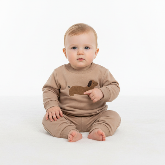 Baby Mode - Boys 3 Piece Fleece Jogger Set: Dog