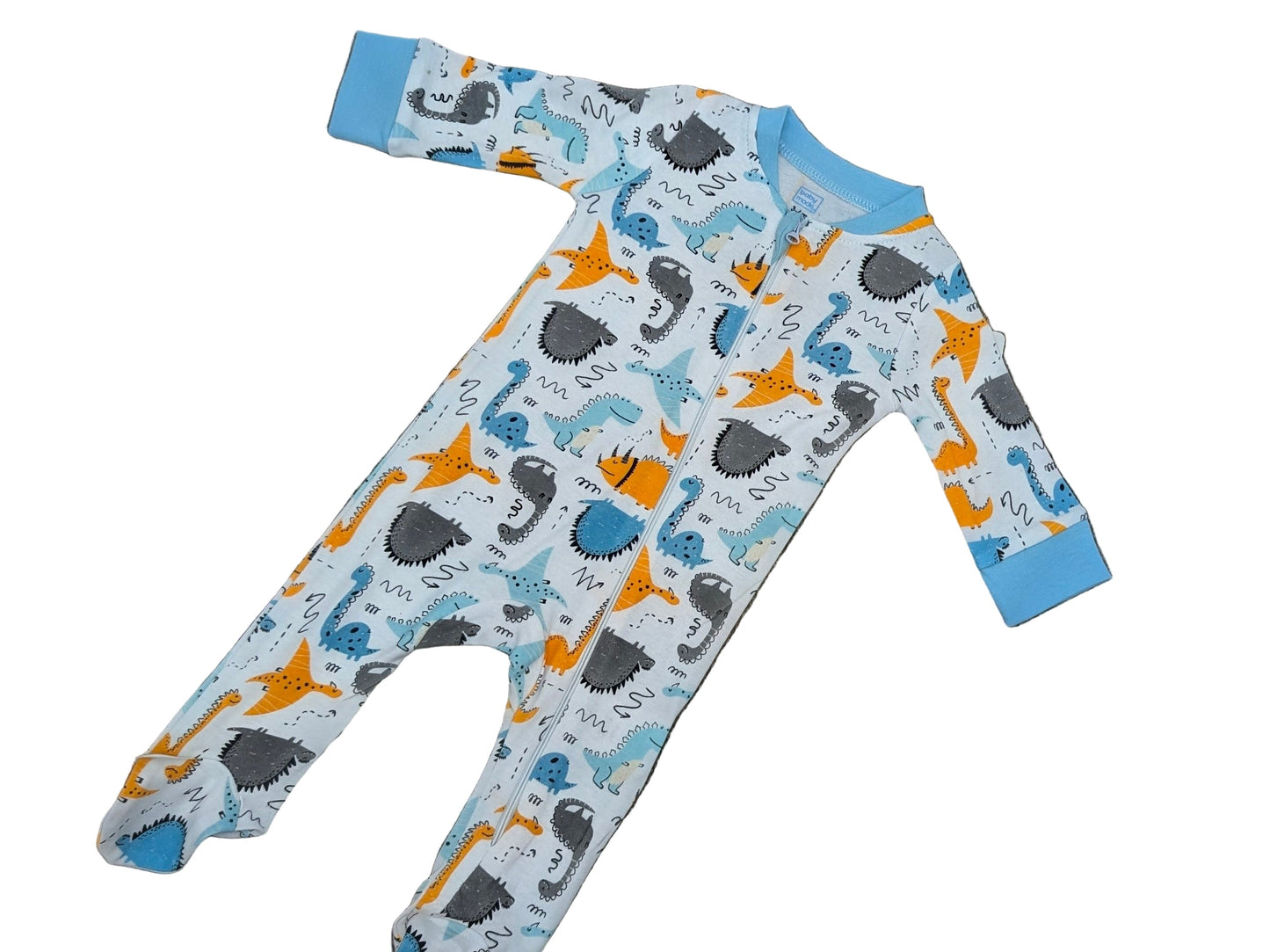 Baby Mode Footed sleeper: Teal Dino Rose Textiles