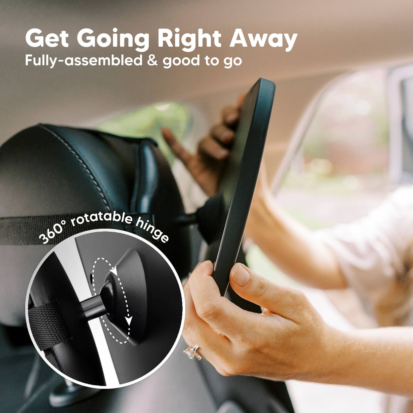 KeaBabies - Baby Car Seat Mirror (Large, Sleek Black)