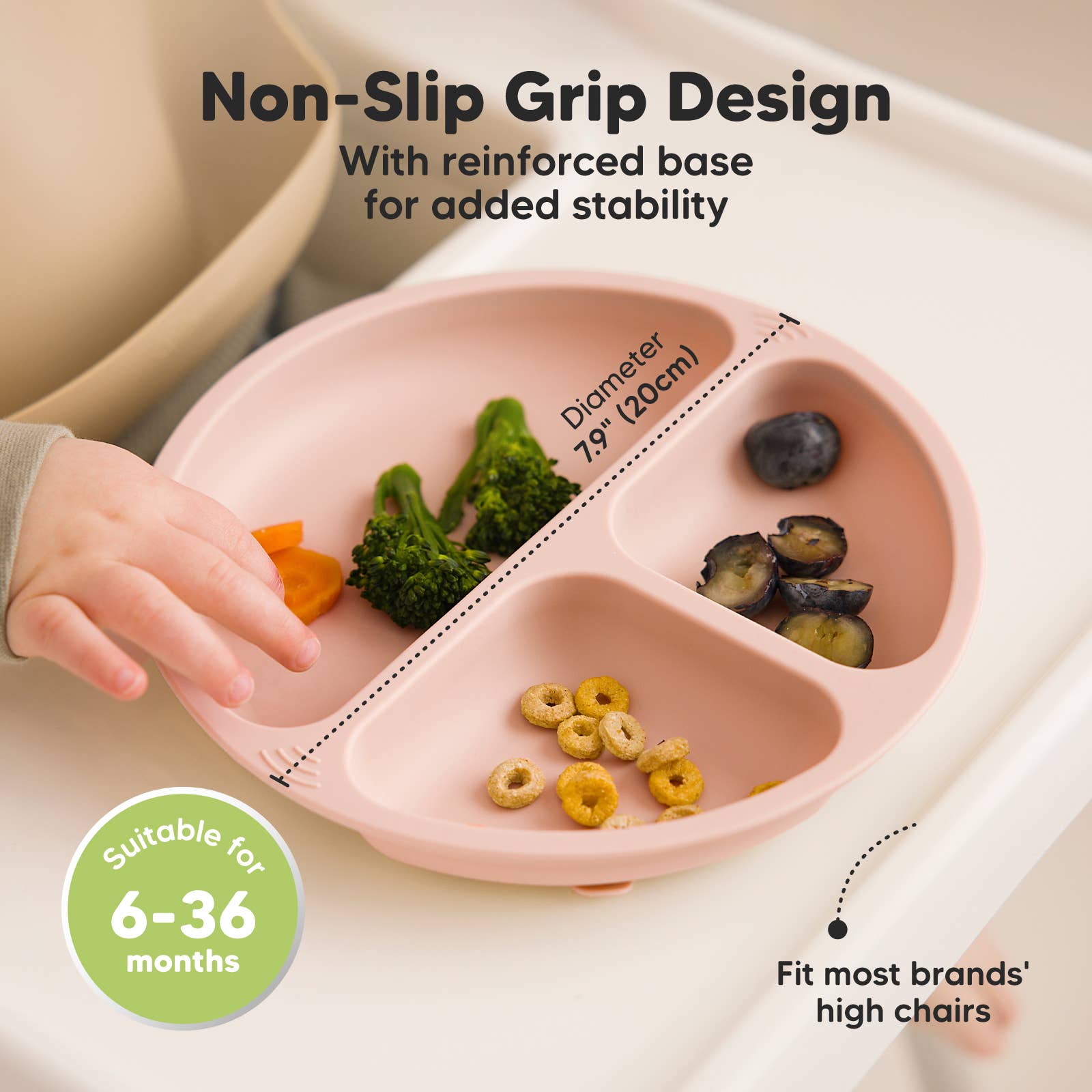 KeaBabies - 3-Pack Prep Suction Plates with Lids BPA-Free Baby Plate KeaBabies
