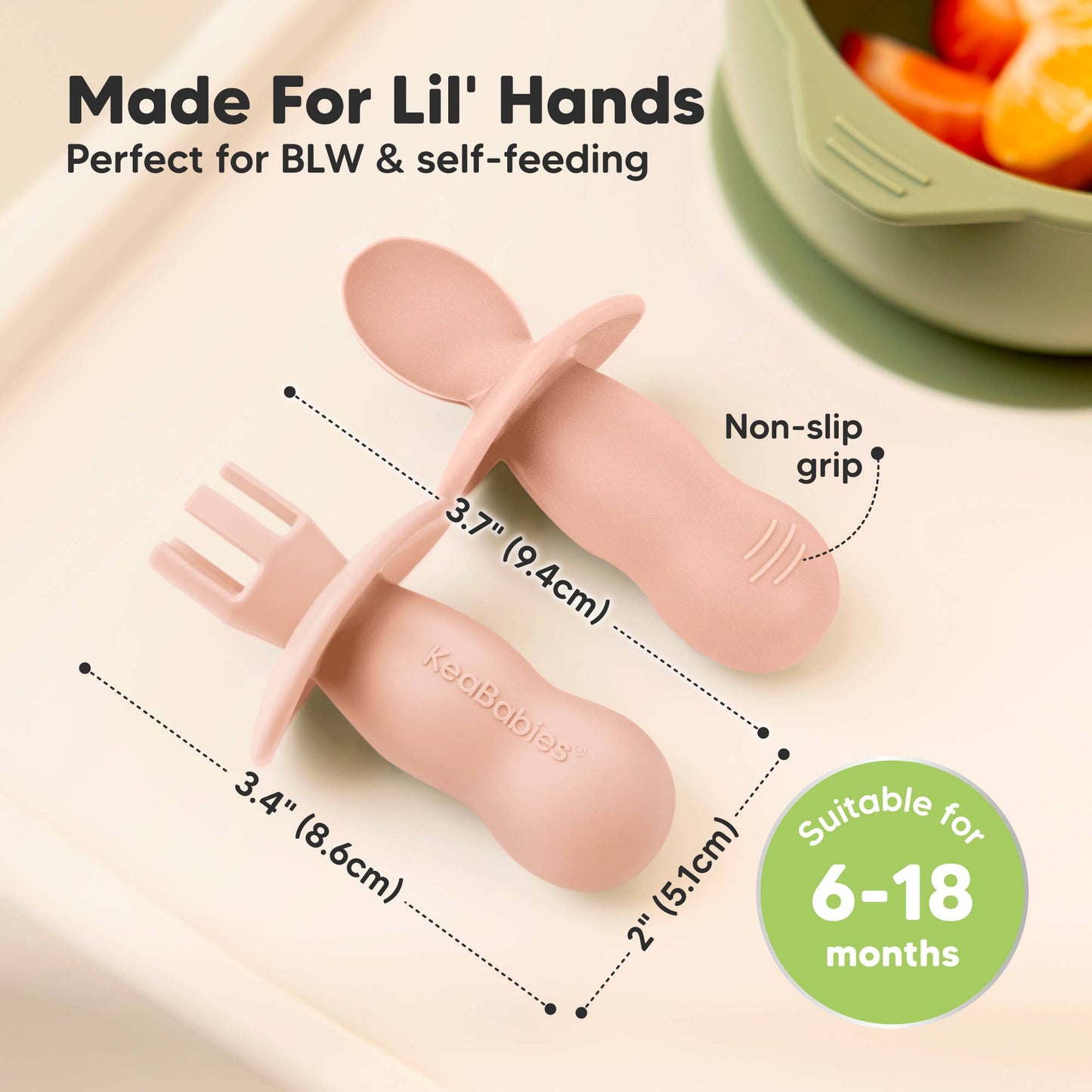 KeaBabies - 4-Pack Prep Silicone Baby Spoons & Forks Set for Toddlers KeaBabies