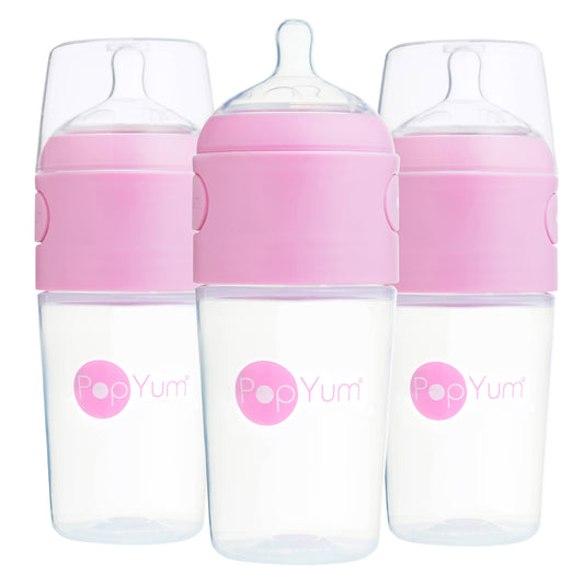 PopYum - Pink 9 oz. 3-Pack Anti-Colic Formula Making Bottle