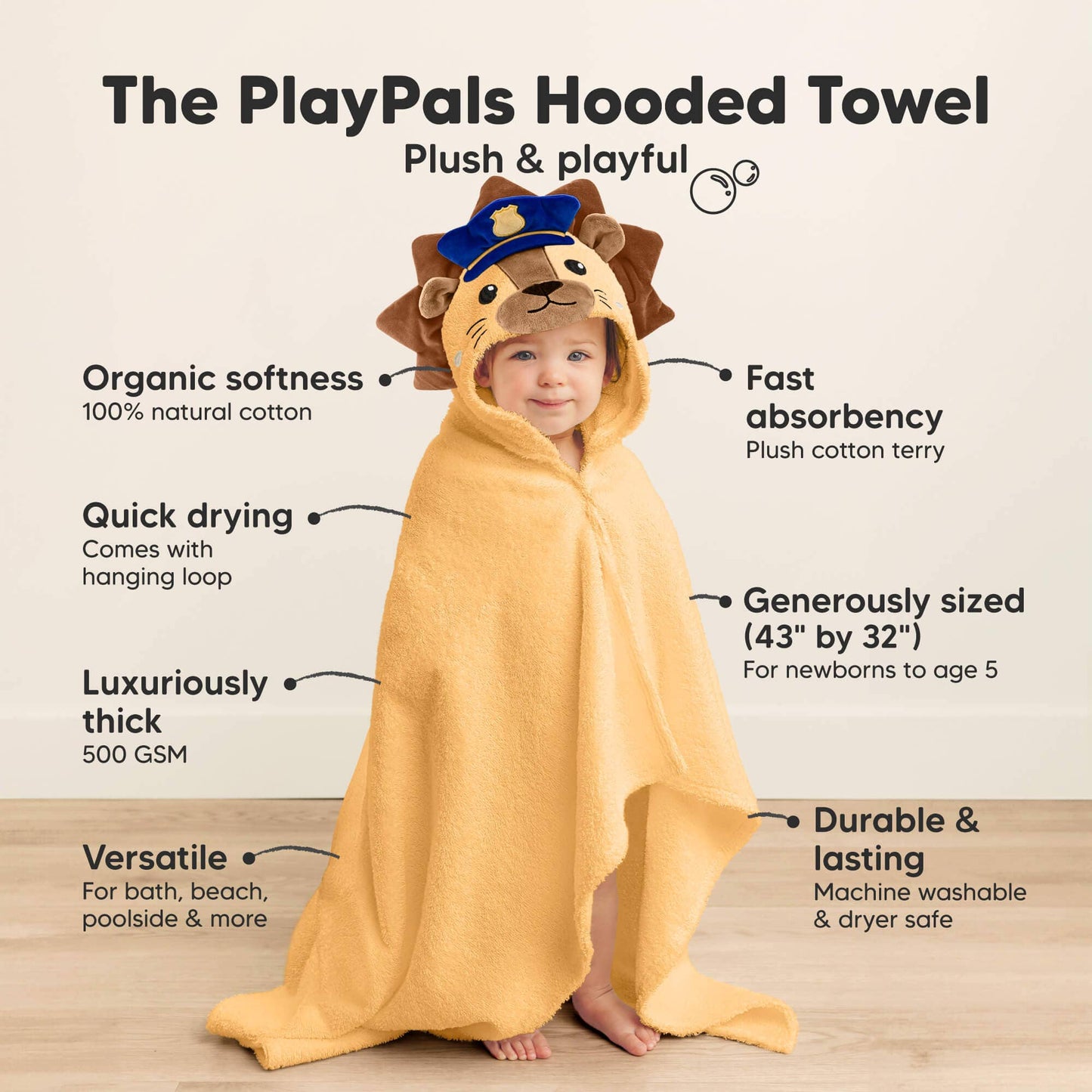 KeaBabies - Playpals Hooded Baby Bath Towels KeaBabies
