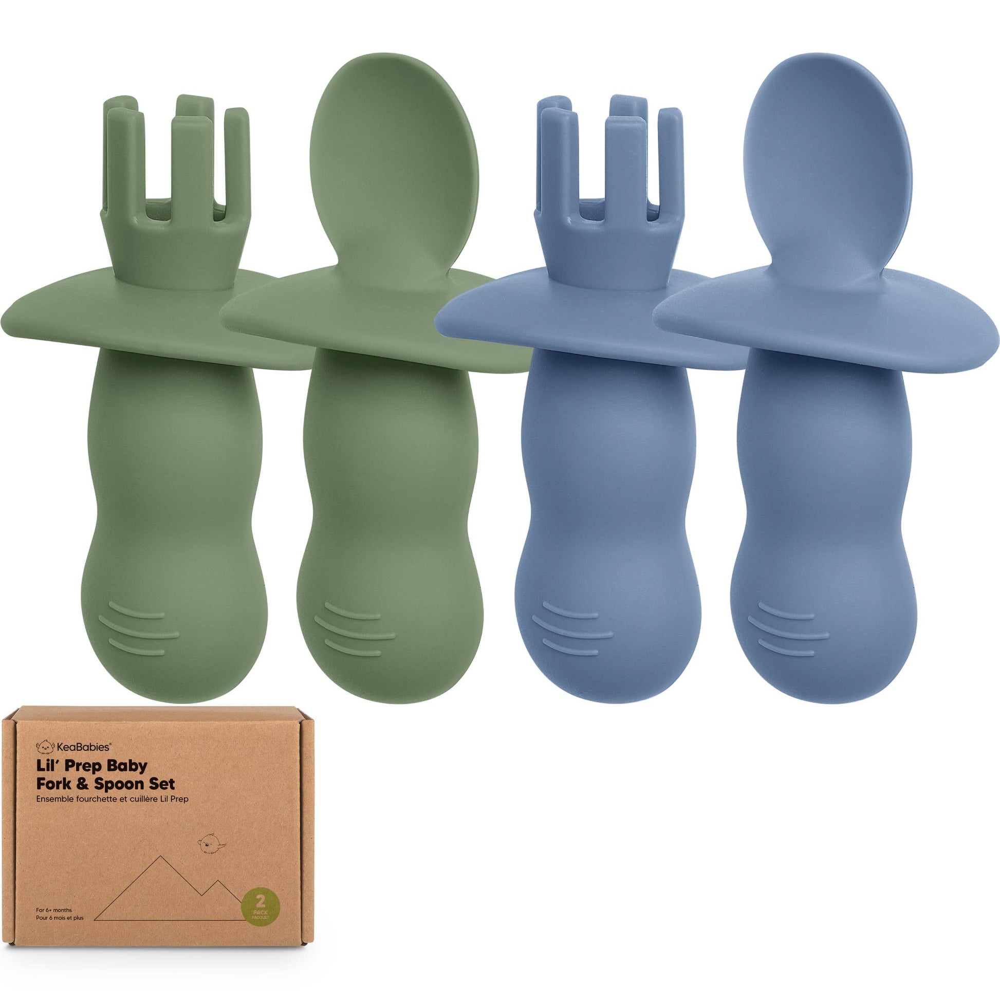 KeaBabies - 4-Pack Prep Silicone Baby Spoons & Forks Set for Toddlers KeaBabies