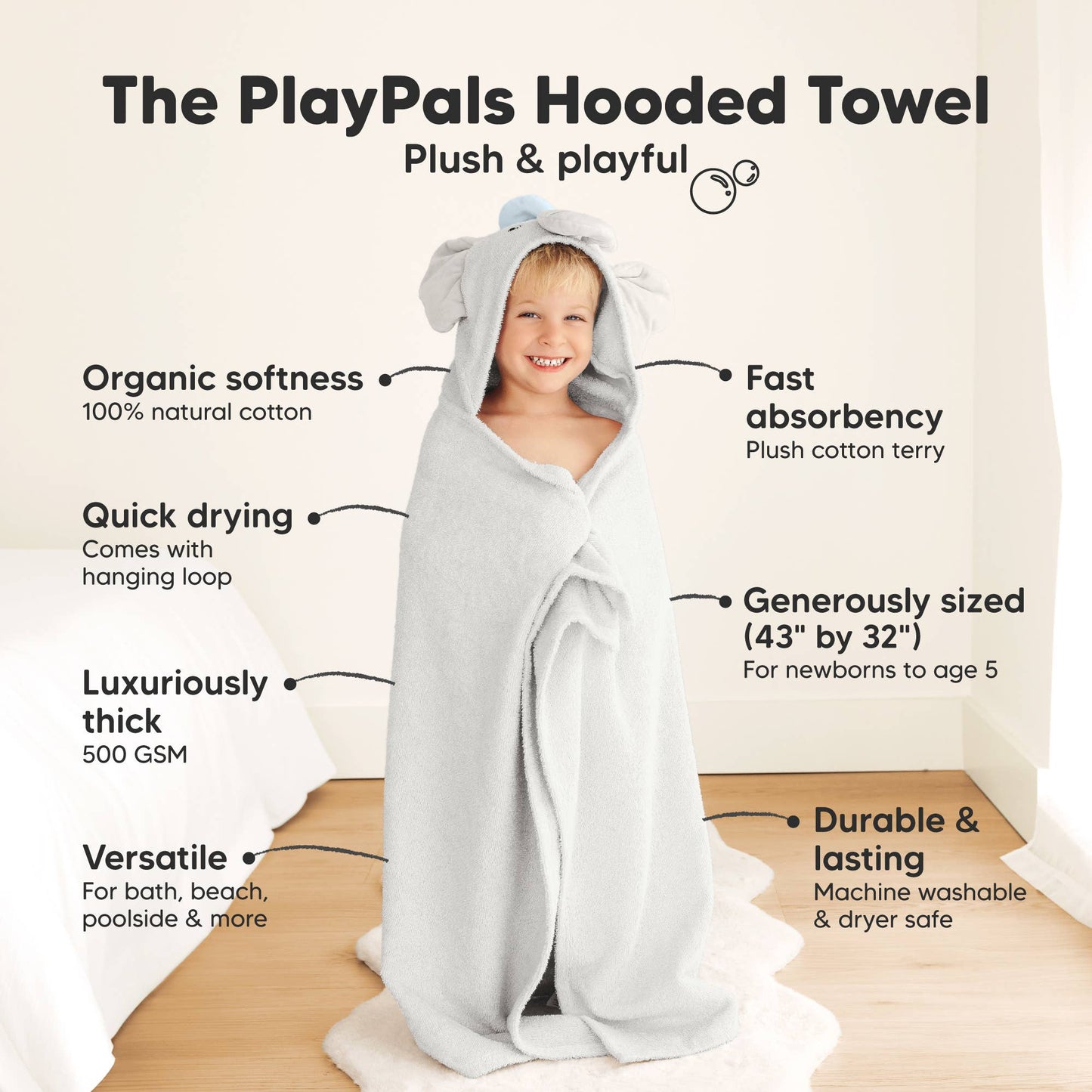 KeaBabies - Playpals Hooded Baby Bath Towels KeaBabies