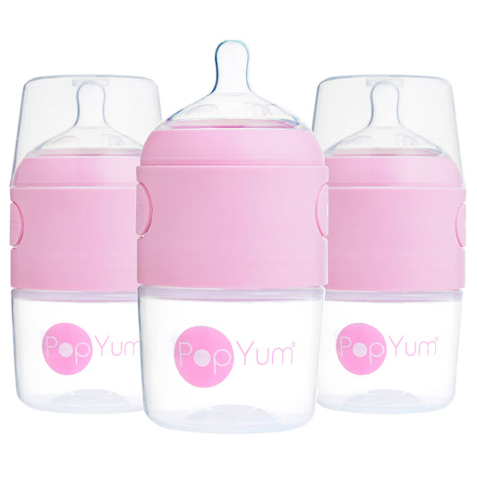 PopYum - Pink 5 oz. 3-Pack Anti-Colic Formula Making Bottles