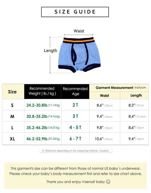 Vaenait Baby - Modal Underwear 4 Pack (4/5T)
