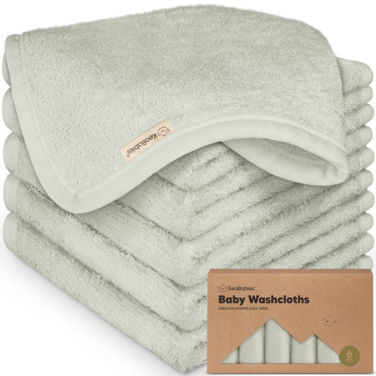 KeaBabies - 6Pack Baby Wash Cloths