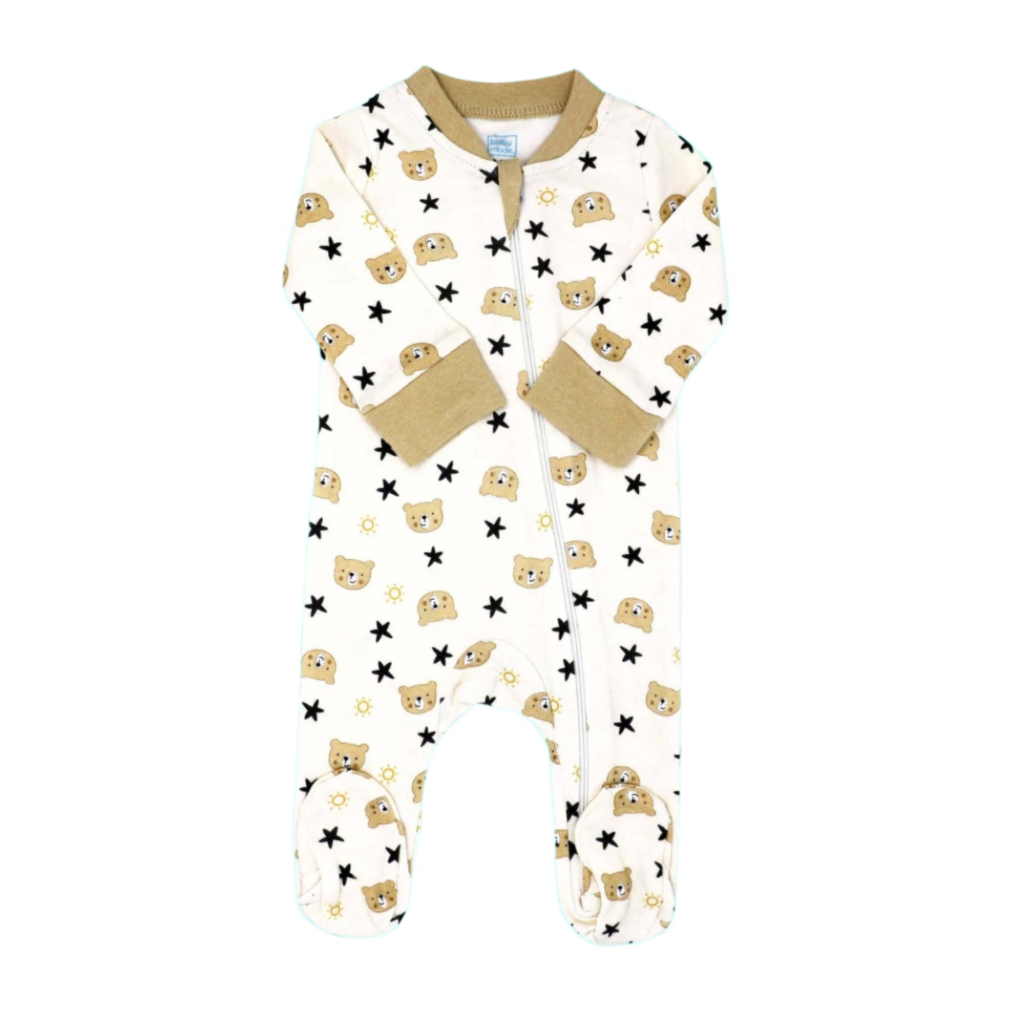 Baby Mode Footed Sleeper:Tan Bear