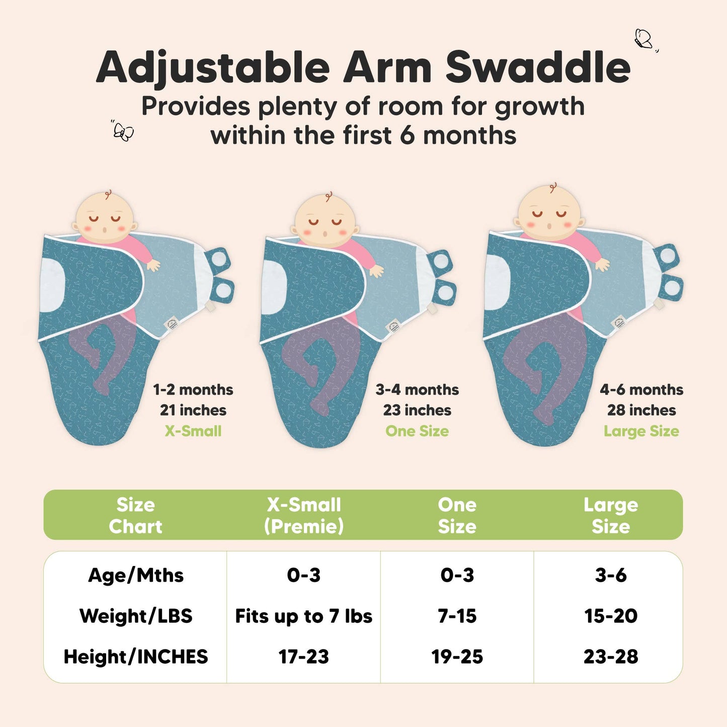 KeaBabies - 3pk Soothe Baby Swaddles 0-3 Months, Sleep Sack for Newborns