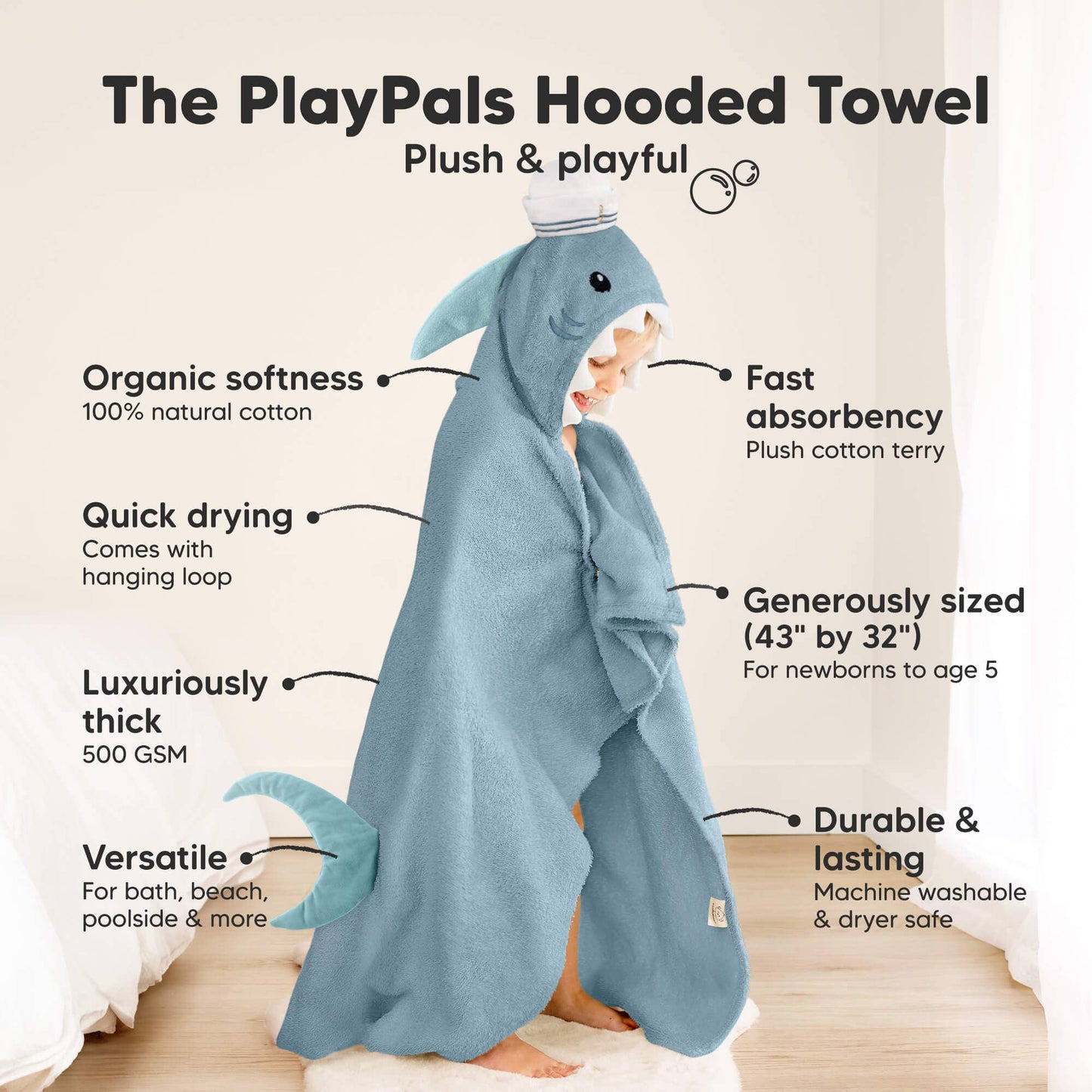 KeaBabies - Playpals Hooded Baby Bath Towels KeaBabies