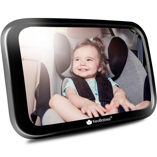 KeaBabies - Baby Car Seat Mirror (Large, Sleek Black)