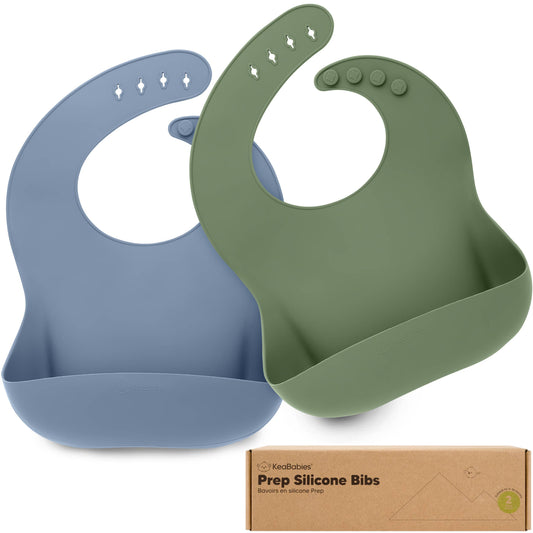 KeaBabies - 2-Pack Prep Silicone Bibs for Babies, Toddlers, Boys, Girls KeaBabies