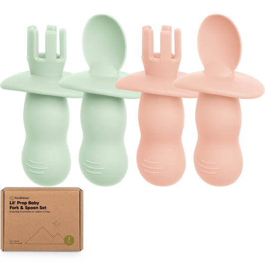KeaBabies - 4-Pack Prep Silicone Baby Spoons & Forks Set for Toddlers KeaBabies