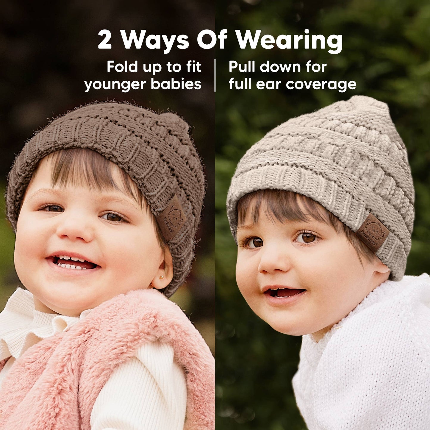 KeaBabies - 3-Pack Warmzy Baby Beanies (Pecan 6-36mos) KeaBabies