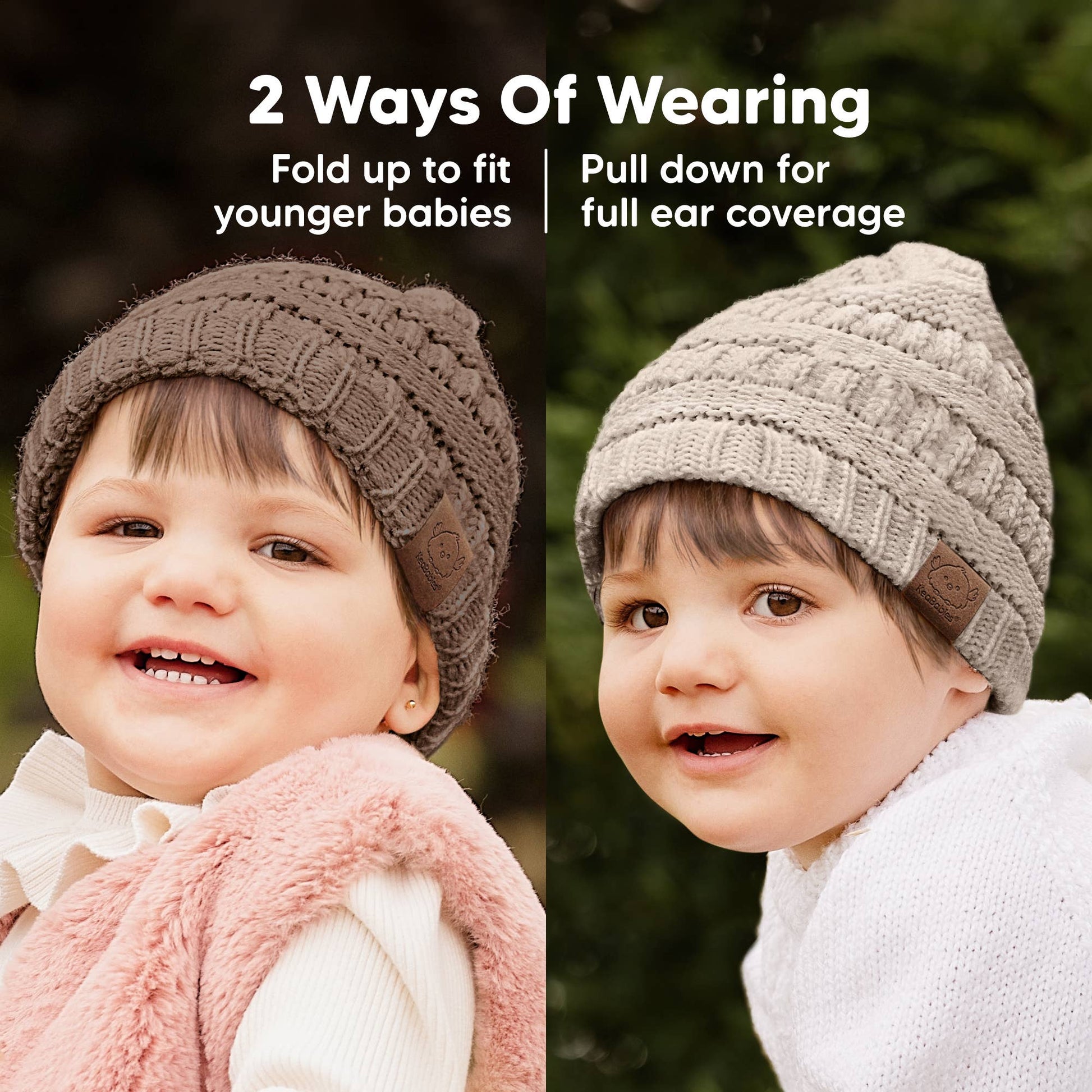 KeaBabies - 3-Pack Warmzy Baby Beanies (Pecan 6-36mos) KeaBabies