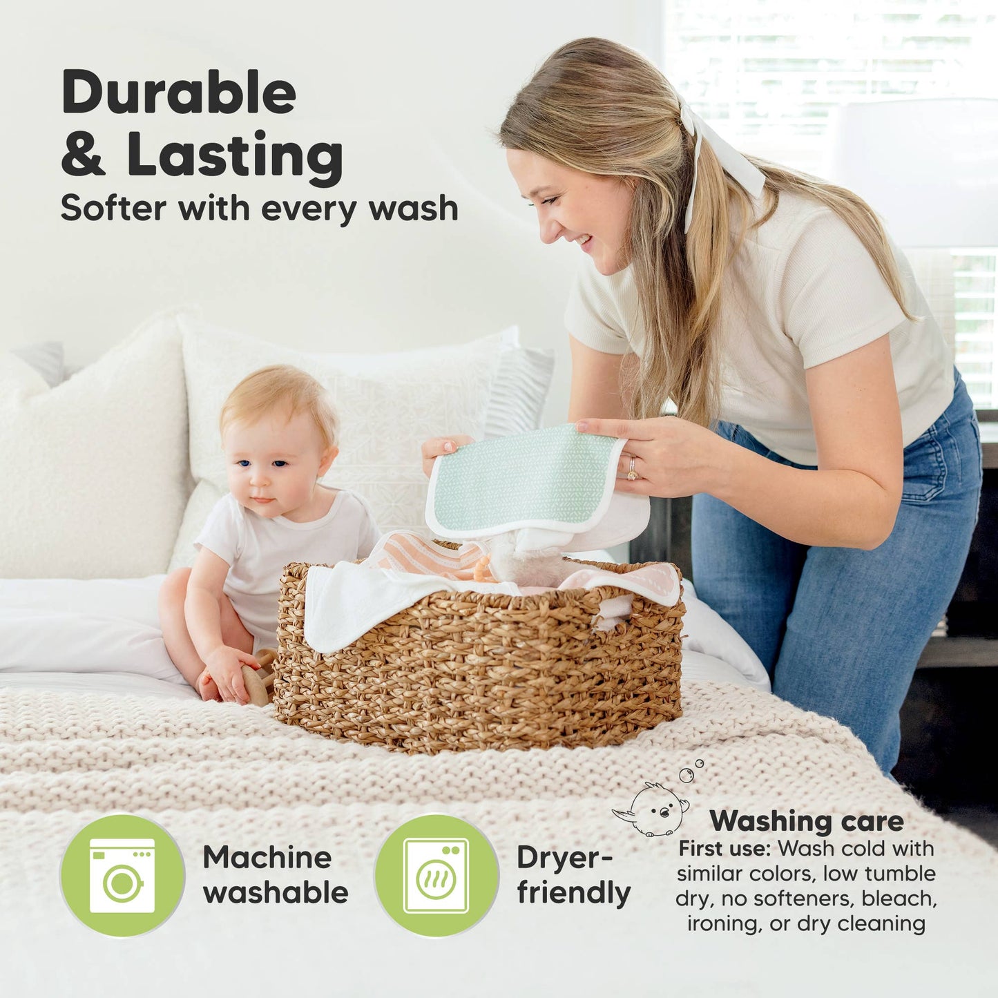 KeaBabies - 6-Pack Organic Cami Baby Washcloths for Face & Bath Towels KeaBabies