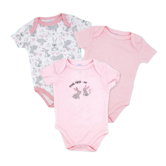 Baby Mode 3-Pack Bodysuit- Girl Bunnies