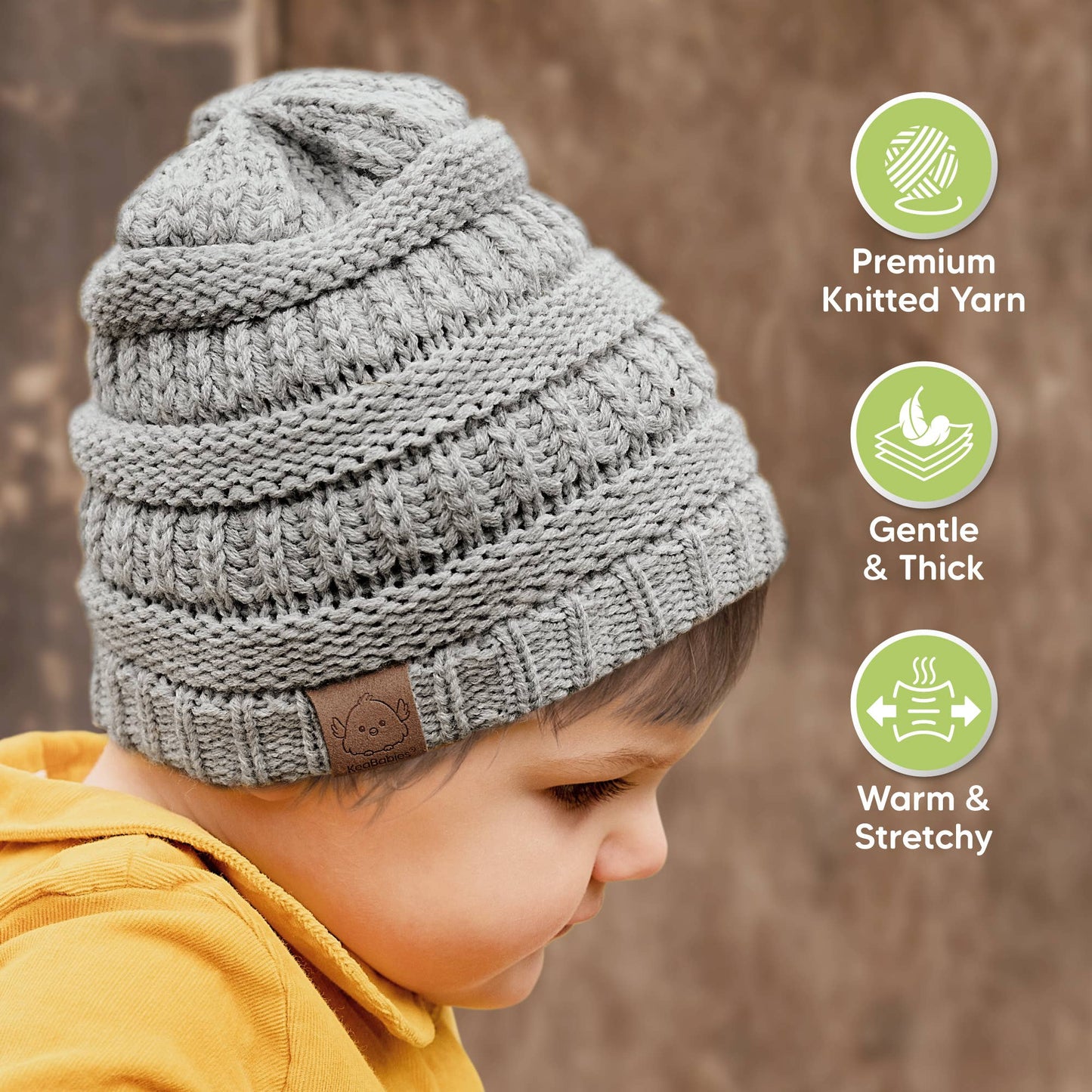 KeaBabies - 3-Pack Warmzy Baby Beanies (Sweet Pea, 6-36mos) KeaBabies
